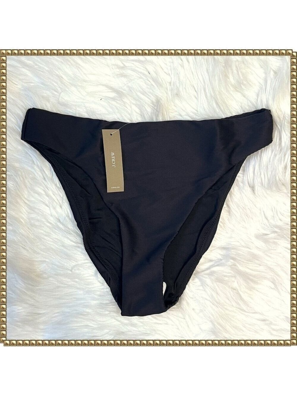 J Crew Black Ribbed Bikini Bottom Medium
